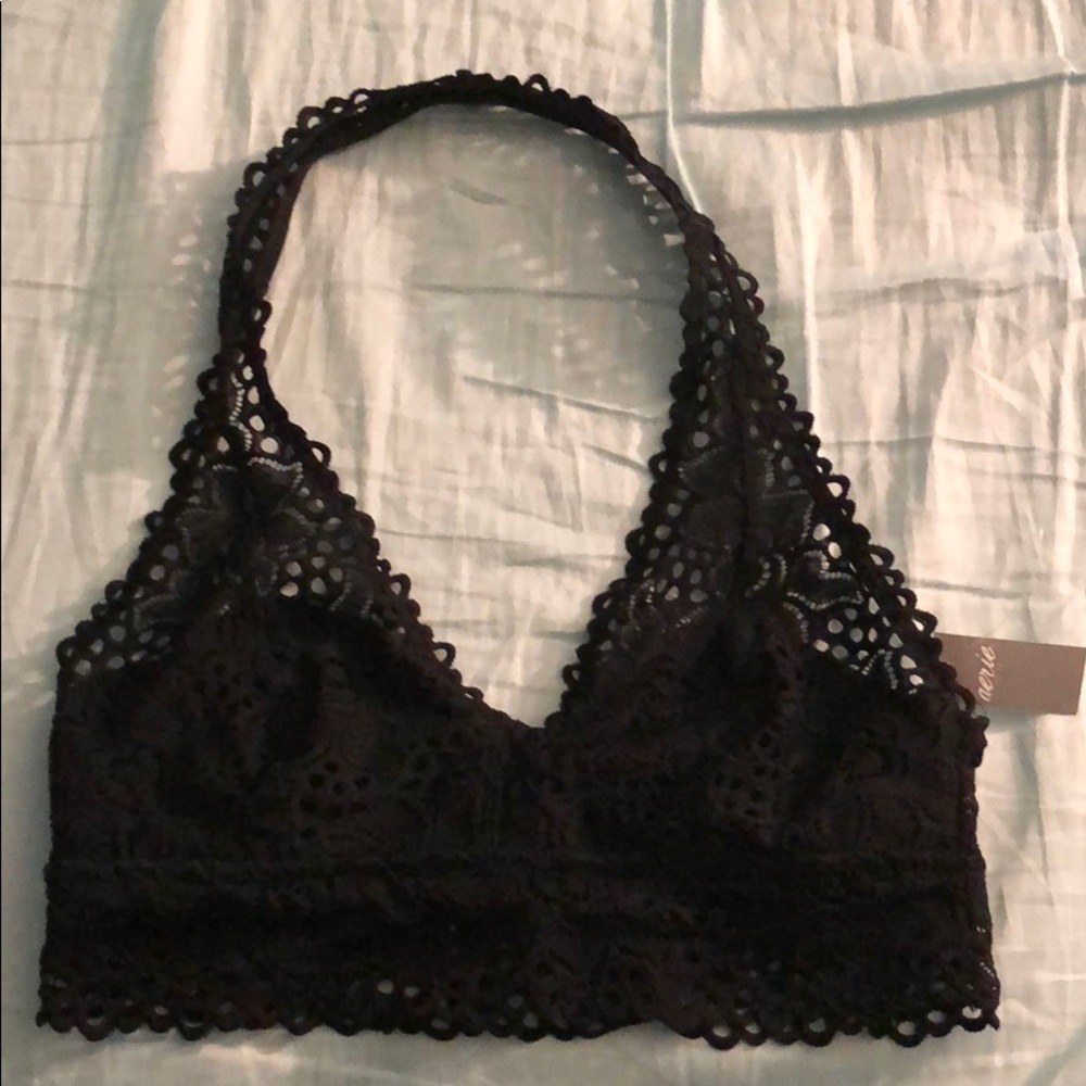 Aerie Black Halter bralette